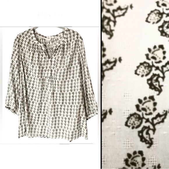 Caslon Modal Peasant Blouse Long Sleeve Floral Size Medium - Picture 1 of 12